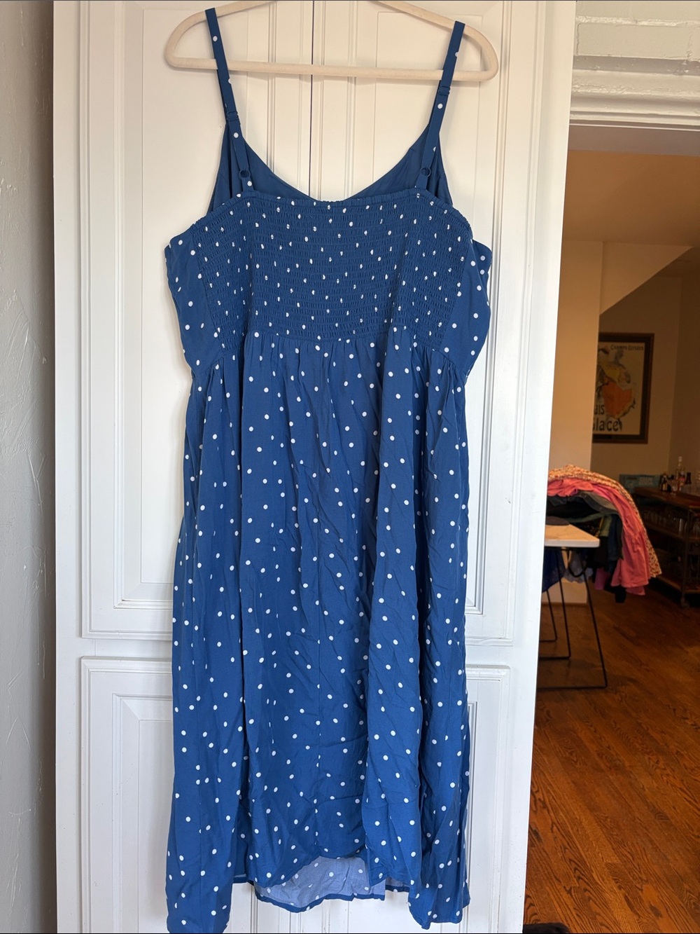 Old Blue with White Polka Dot Midi Dress - Picture 4 of 6
